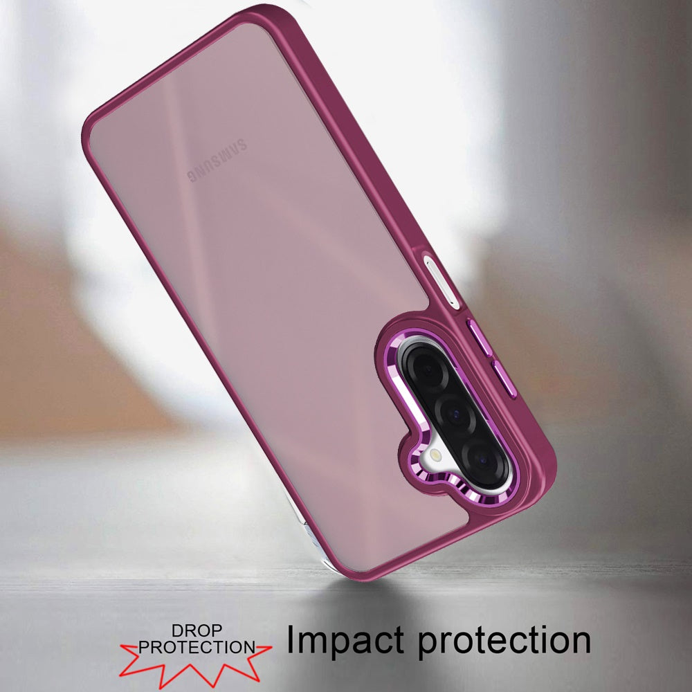 Phone Case for Galaxy A17 5G Polished Acrylic Hybrid TPU Slim Shockproof Metal Button Thick Durable Grip Camera Protection Anti-Scratch Cover Red