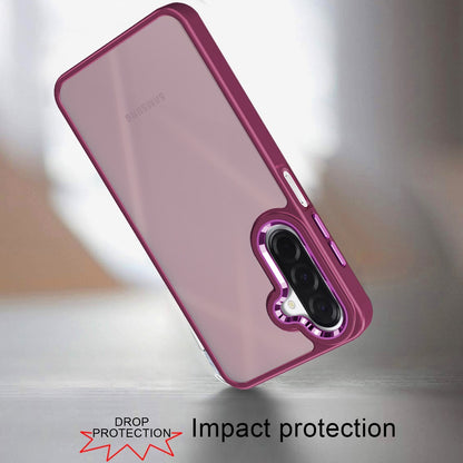 Phone Case for Galaxy A17 5G Polished Acrylic Hybrid TPU Slim Shockproof Metal Button Thick Durable Grip Camera Protection Anti-Scratch Cover Red