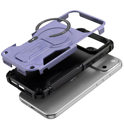 Phone Case for Apple iPhone 17 Pro Max (6.9") Magnetic Kickstand Rugged Shockproof Armor Grip Anti Slip Heavy Duty Protective Matte Stand Hybrid Cover Purple