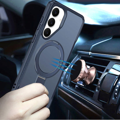 Phone Case for Samsung Galaxy S26 Magnetic Ring Stand Matte Finish Shockproof Grip Slim Armor Heavy Duty TPU Protective Hybrid Cover Blue