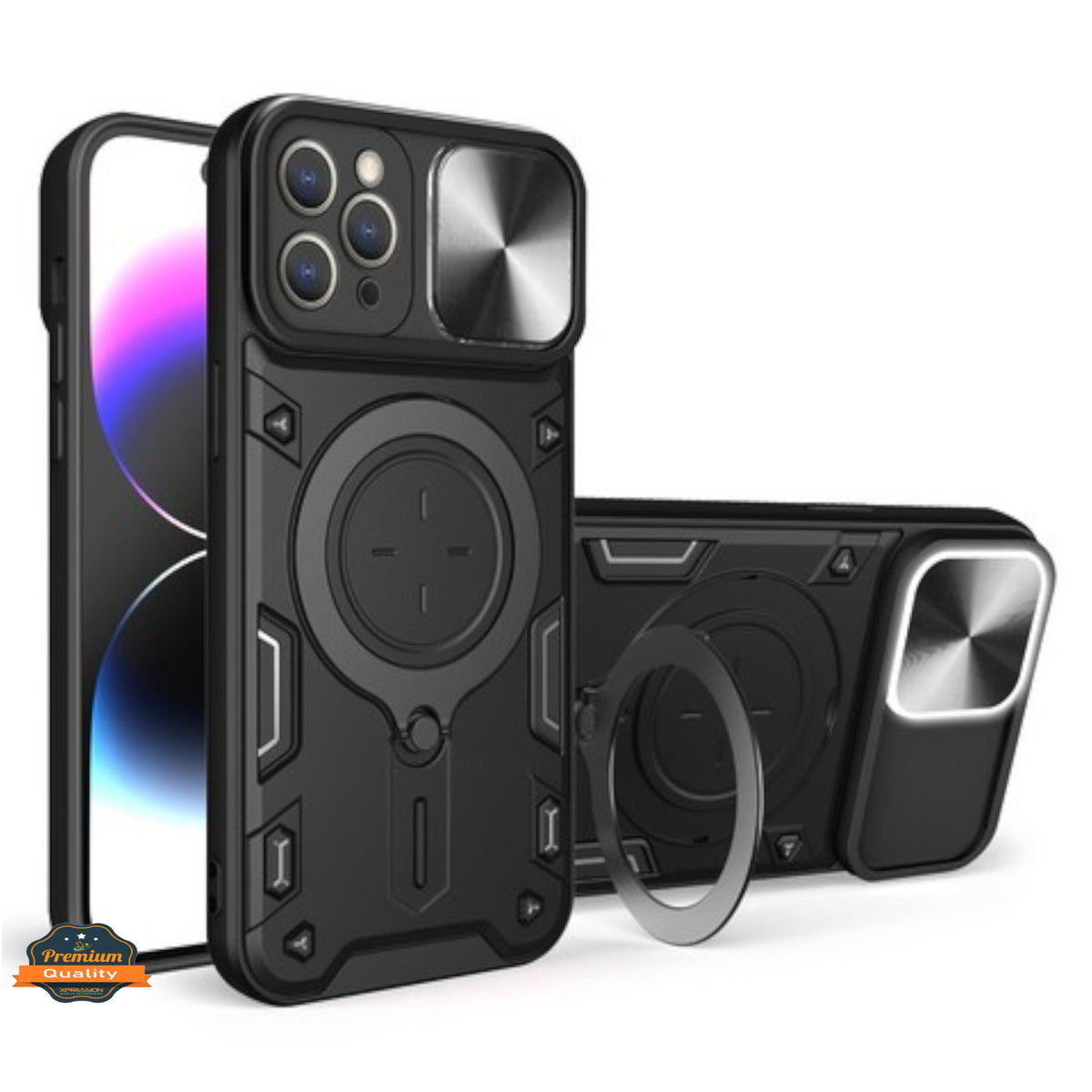 For Samsung Galaxy S25 /S24 Hybrid Shockproof with Magnetic Ring Stand, Compatible with Magsafe & Sliding Camera Lens Protector Case Cover