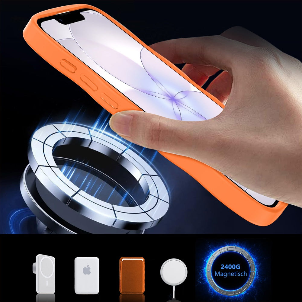 For Apple iPhone 17E /16E Grip Hand Magnetic Hybrid Case Shockproof Protection Matte Skin Rubber TPU + PC Case Cover Cosmic Orange