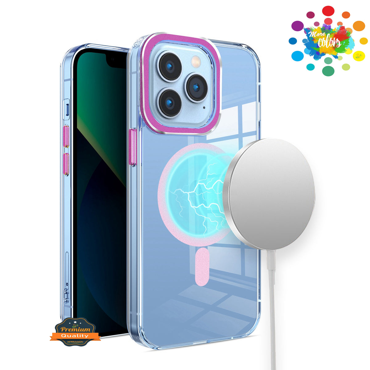 For Samsung Galaxy S25+ /S25 Plus /S24+ Plus Clear Transparent Case Matching Circle Design, Hybrid TPU Hard Shell, Support Magsafe Charger Case Cover