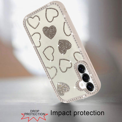 Phone Case for Samsung Galaxy S26 FE /S26 Fan Edition Spread Love Hearts Glitter Shimmer Bling Diamond Edge Shockproof Hybrid Stylish Protective Slim Grip Designer Cover