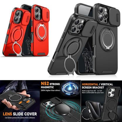 For Apple iPhone 17 Pro Hybrid Case with 360° Magnetic Ring Stand, Camera Slide Protector & Compatible with MagSafe Case Cover