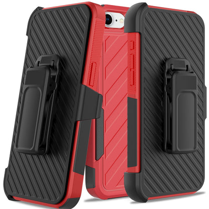 For Apple iPhone SE 4 Rugged 2in1 Armor Combo Belt Clip Holster, Non-Slip Tough Hybrid lined Shockproof Case Case Cover