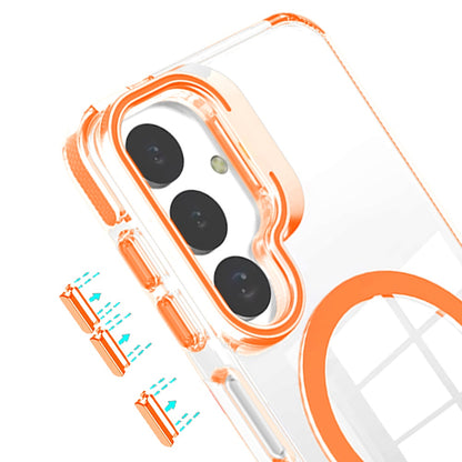 Phone Case for Samsung Galaxy A17 5G Magnetic Transparent Tough Hybrid Camera Guard Stand Shockproof Color Edge Rugged Grip Durable Cover Cosmic Orange