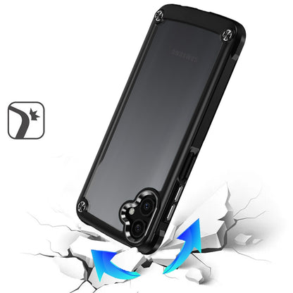 Phone Case for Samsung Galaxy A08 4G, A07 5G, A07 4G Transparent Hybrid Metal Button Camera Edge Shockproof Bumper Frame TPU Protective Slim Grip Durable Cover