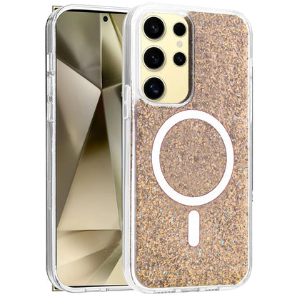 Hybrid Epoxy Glitter Shiny Flower Design Stylish Fashion Case, Magnetic MagSafe Compatible, Shockproof