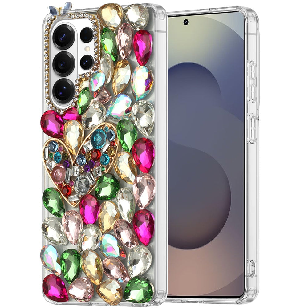 For Samsung Galaxy S26 Ultra Bling Crystal 3D Full Diamonds Luxury Sparkle Rhinestone Hybrid Protective Case Cover