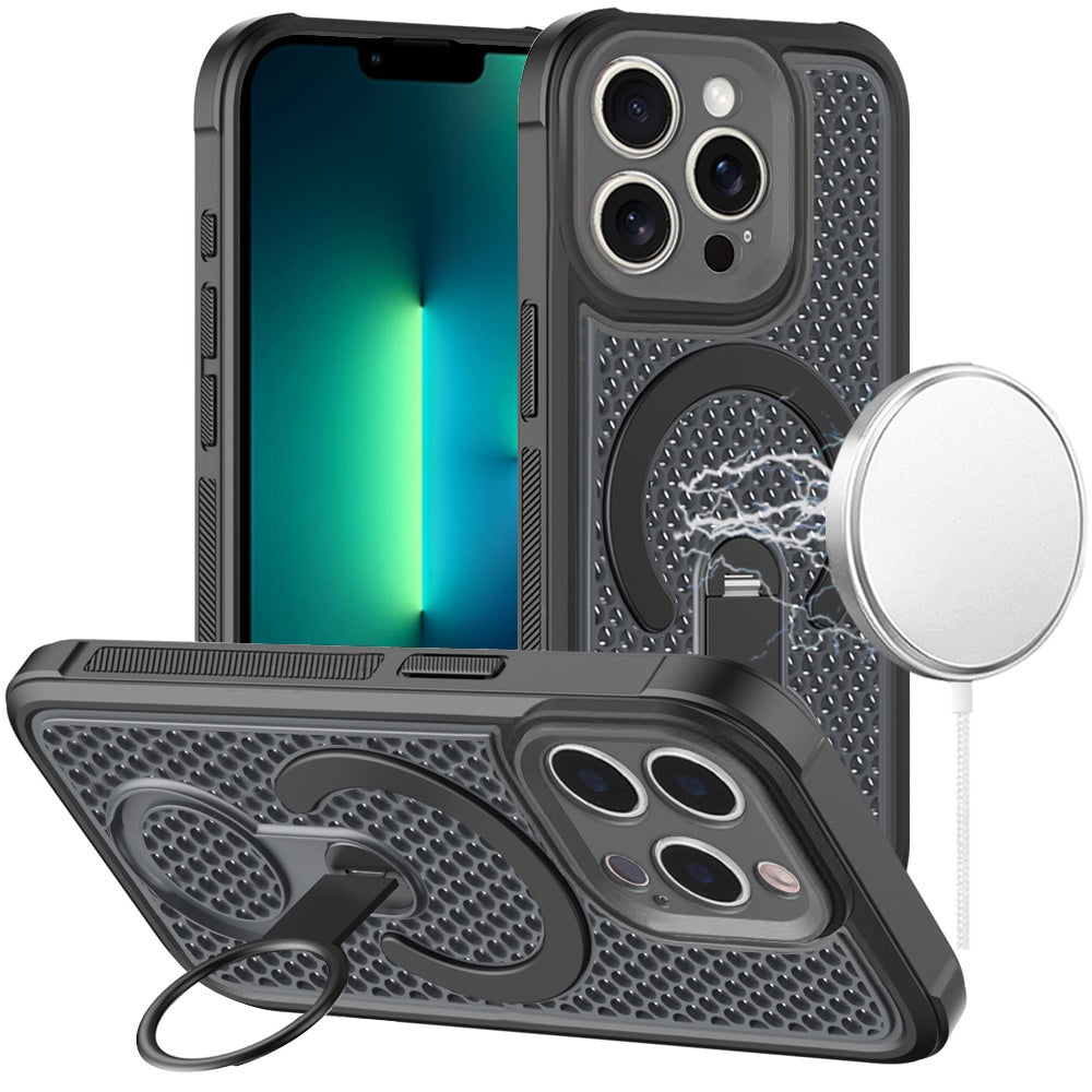 Phone Case for Apple iPhone 13 Pro Max Magnetic Honeycomb Hybrid Rugged Armor Ring Kickstand Dual Layer Shock Absorbing Hard PC Soft TPU Cover
