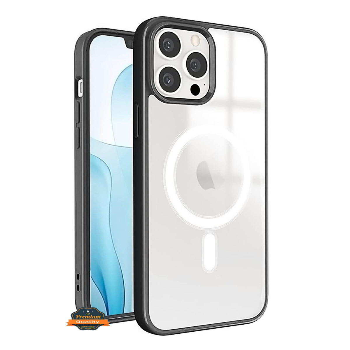 For Apple iPhone 17 Pro Max Hybrid Clear Transparent with Color Edge Bumper, MagSafe Compatible Ultra Slim Hard PC Case Cover