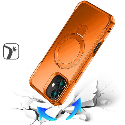 For Apple iPhone 17 (6.3") Matte Finish Magnetic Ring Hybrid Protective Invisible Kickstand Magsafe Compatible Case Cover Cosmic Orange