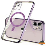 For Apple iPhone 15 Pro (6.1") Hybrid Clear with Plating Chrome Frame & Camera Protection Compatible with Magsafe  Phone Case Cover