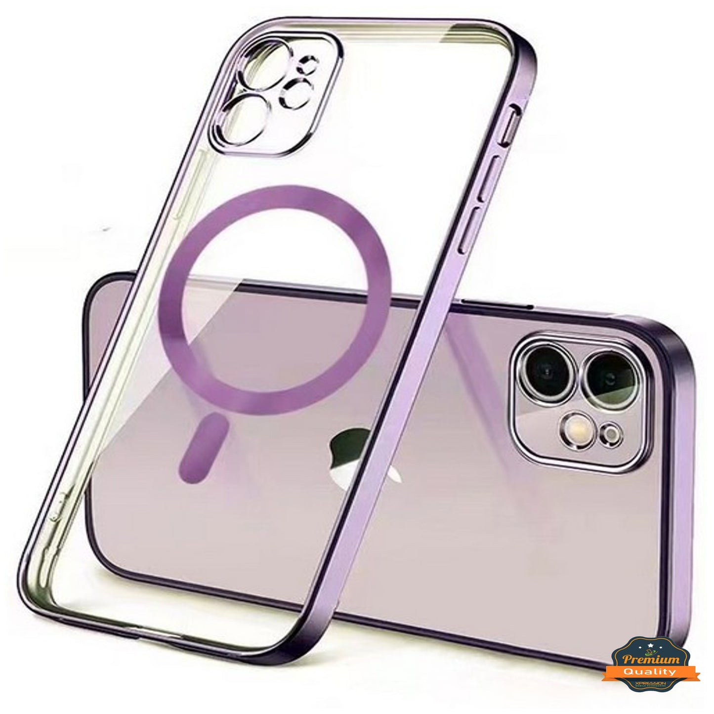 For Apple iPhone 16 (6.1") Clear Hybrid Case with Plating Chrome Frame, Camera Protection, MagSafe Compatible Case Cover