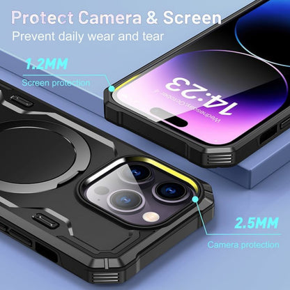 For Apple iPhone 17 Pro Tough Shockproof Hybrid Magnetic Large Rotating Ring Stand Compatible with MagSafe Case Cover