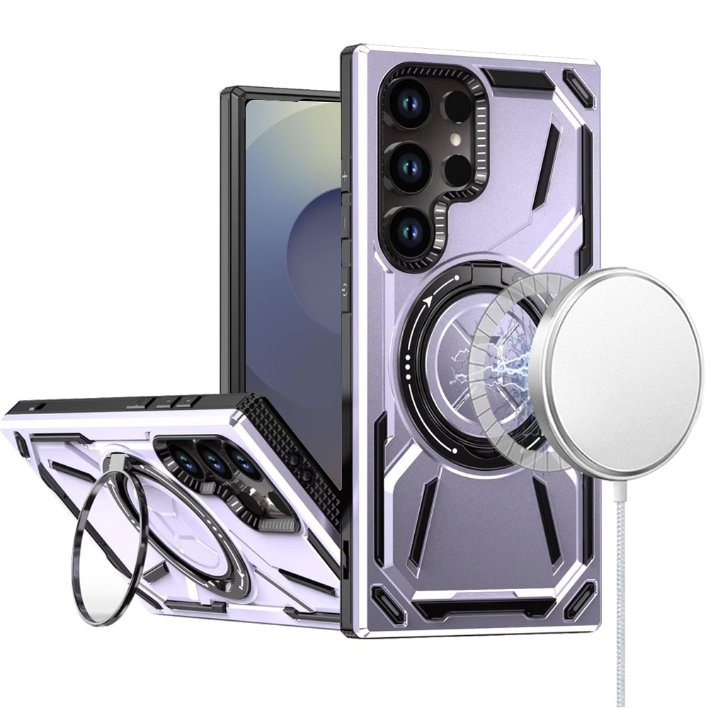 For Samsung Galaxy S24 Ultra Hybrid Magnetic Ring and 360° Rotational Kickstand with MagSafe Compatible, Military Grade Drop Protection Case Cover