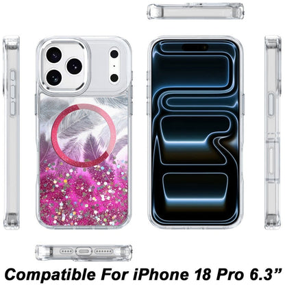 Phone Case for Apple iPhone 18 Pro Magnetic Epoxy Glitter Shimmer Crystal Hybrid Shockproof Slim Grip Anti Scratch Protective Clear Cover
