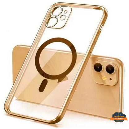 For Apple iPhone 16 (6.1") Clear Hybrid Case with Plating Chrome Frame, Camera Protection, MagSafe Compatible Case Cover