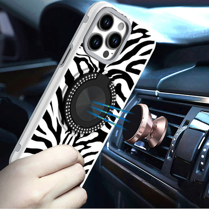 Pattern Design Hybrid with Invisible Ring Stand & Magnetic Back, Shockproof Protective Grip