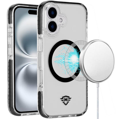 For Apple iPhone 16 Pro Max (6.9") Hybrid Transparent TPU Circle Magnetic [Compatible with MagSafe] Shockproof Color Frame Bumper Case Cover