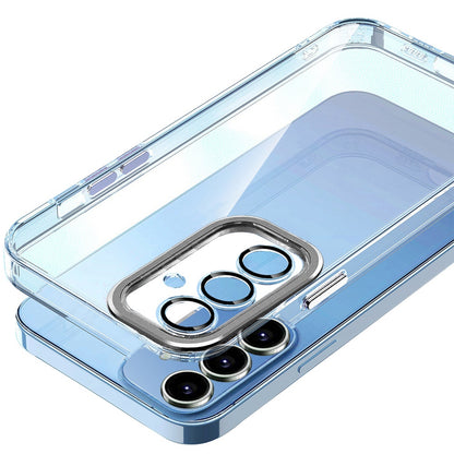 For Samsung Galaxy S26+ / S26 Plus Transparent Clear Hybrid with Matching Metal Buttons and Camera Protection Hard PC + TPU Rubber Case Cover Clear / Black