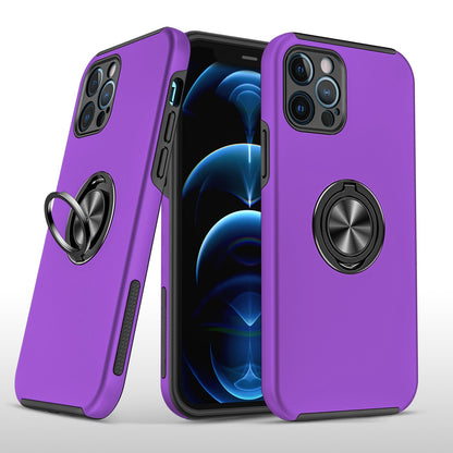 For iPhone 15 (6.1") Hybrid 360 Degree Rotatable Metal Invisible Ring Stand Holder Slim Fit Magnetic Car Mount Shockproof Case Cover Rose Gold