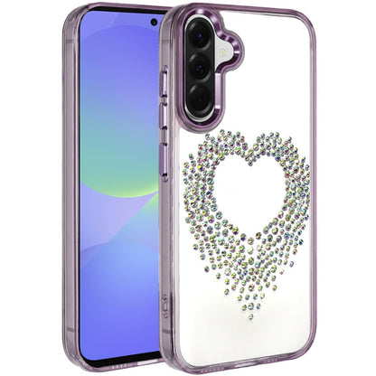 For Samsung Galaxy A37 Angel Hearts Bling Glitter Diamond Hybrid TPU Cover, Colorful Frame Shockproof Protective Back Case Cover