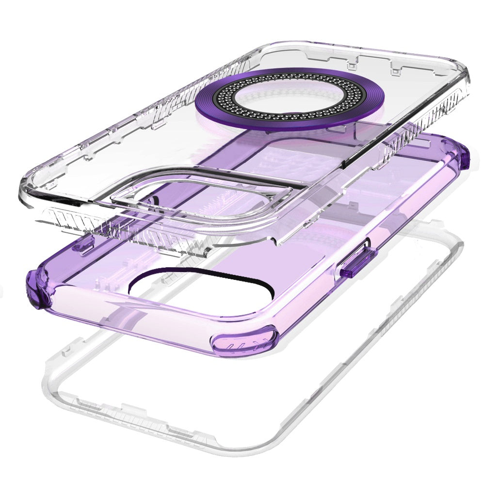 Phone Case for Apple iPhone 17E / iPhone 16E / iPhone SE4 Luxury Bling Rhinestone Glitter Magnetic Circle Frosted Hybrid Dual Layer TPU Tough Construction, Sparkling Finish Cover