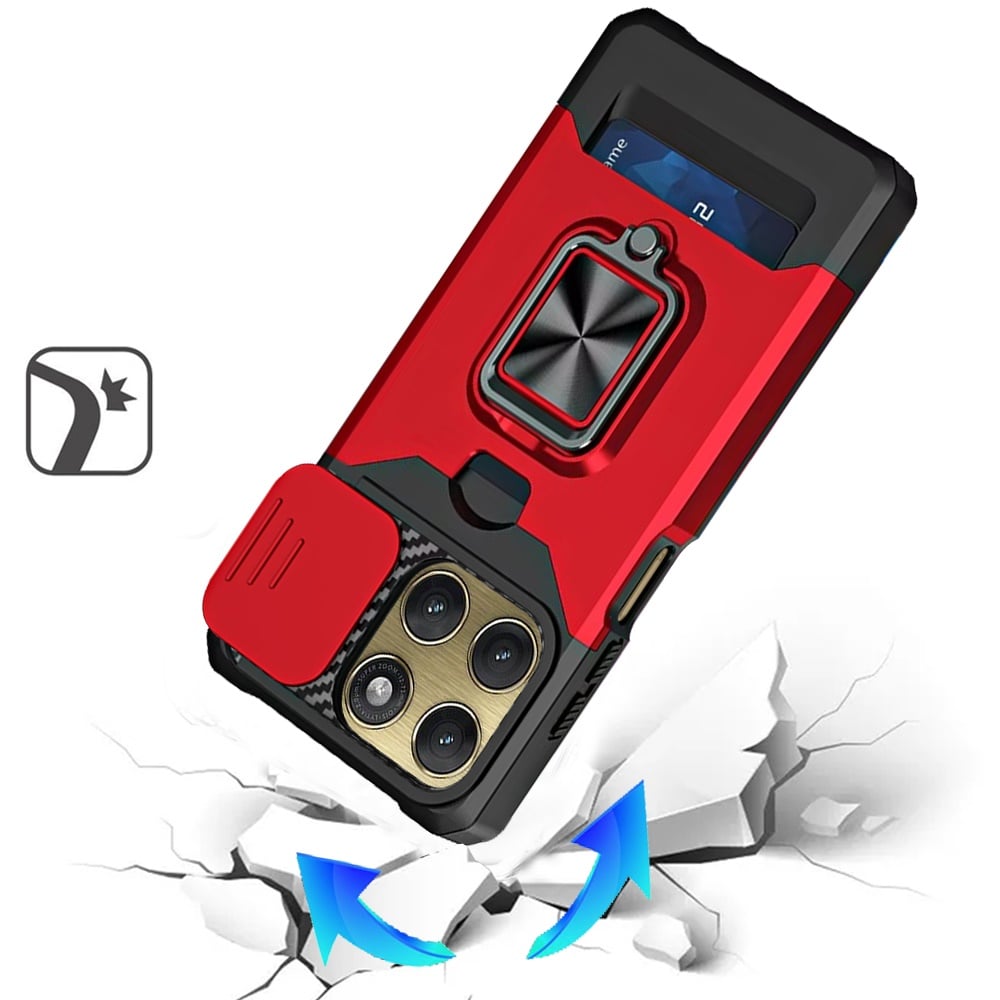 Phone Case for Motorola Edge 2026 Card Holder Magnetic Ring Stand Shockproof Anti Slip Wallet Grip Protective Hybrid Design Cover