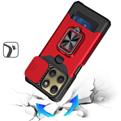 Phone Case for Motorola Edge 2026 Card Holder Magnetic Ring Stand Shockproof Anti Slip Wallet Grip Protective Hybrid Design Cover