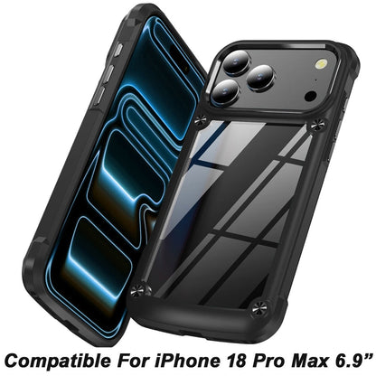 Phone Case for Apple iPhone 18 Pro Max Transparent Hybrid Metal Button Camera Edge Shockproof Bumper Frame TPU Protective Slim Grip Durable Cover