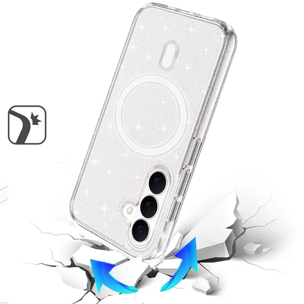 For Samsung Galaxy S26+ / S26 Plus MagSafe Compatible Glitter Sparkle Bling Hybrid Case with Magnetic Circle, Slim TPU & Hard PC Frame Case Cover
