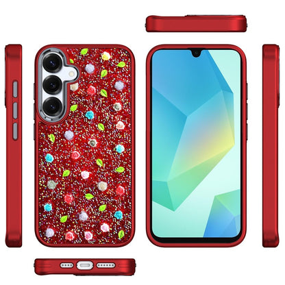 For Samsung Galaxy S25+ /S25 Plus /S24+ Plus Floral Design Embedded Glass Diamond Fancy Fashion Glitter Bling Sparkly Hybrid Rugged TPU Bumper Case Cover