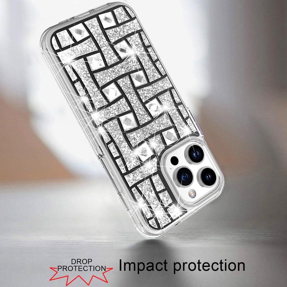 For Apple iPhone 16 Pro Bling Hybrid Shockproof Protective Design Stylish Glitter Finish Durable Grip Protection Case Cover
