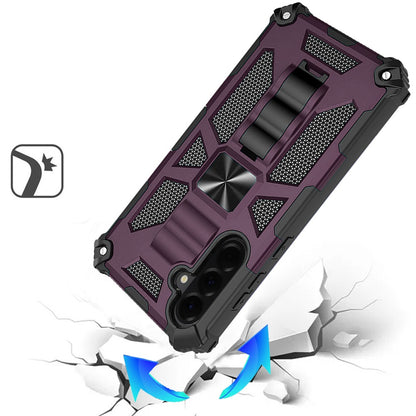 Phone Case for Samsung Galaxy A37 / A36 Built in Magnetic Hiden Kickstand Shockproof Rugged Armor Grip Hybrid Heavy Duty Anti Slip Protective Style Cover Purple