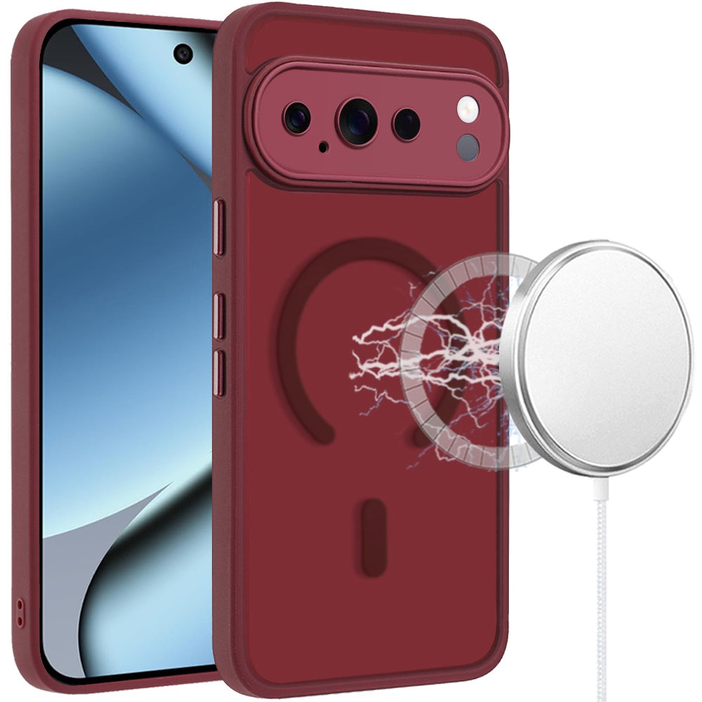 Phone Case for Google Pixel 11 Pro XL Matte Frosted Magnetic Back Hybrid Hard PC Soft TPU Camera Protection Slim Shock Absorbing Anti Fingerprint Cover