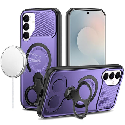 For Samsung Galaxy S26+ / S26 Plus Hybrid with Invisible 2 Hole Ring Stand Magnetic back Car Mount Friendly Protector Case Cover Purple