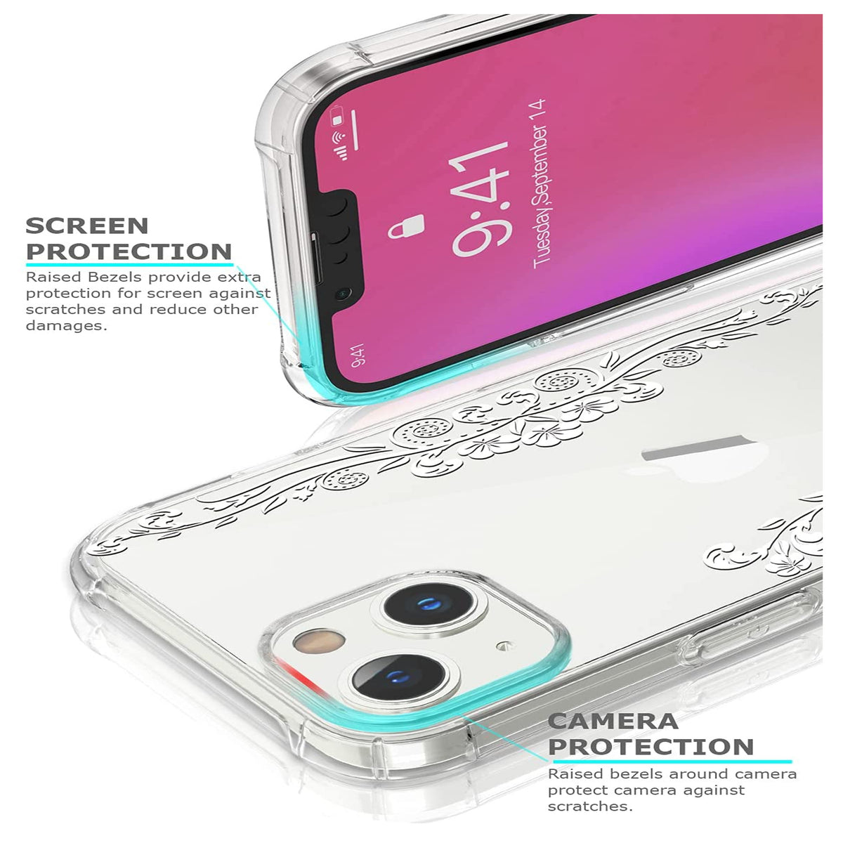 For Apple iPhone 16e /iPhone SE4 Hybrid Clear Frame with Trendy Pattern Design, Shockproof Hard Back & TPU Rubber Case Cover