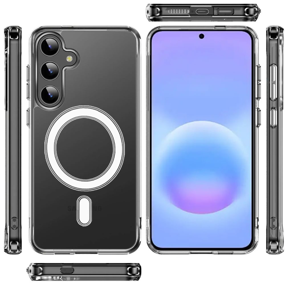 Phone Case for Samsung Galaxy A57 Thick Clear Hybrid Magnetic Circle Shock Absorbing Reinforced Corners TPU Heavy Duty Transparent Frame Bumper Cover Clear