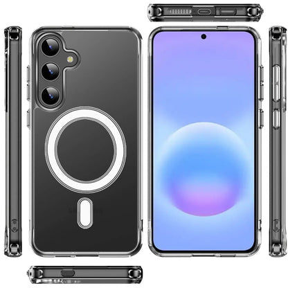 Phone Case for Samsung Galaxy A57 Thick Clear Hybrid Magnetic Circle Shock Absorbing Reinforced Corners TPU Heavy Duty Transparent Frame Bumper Cover Clear