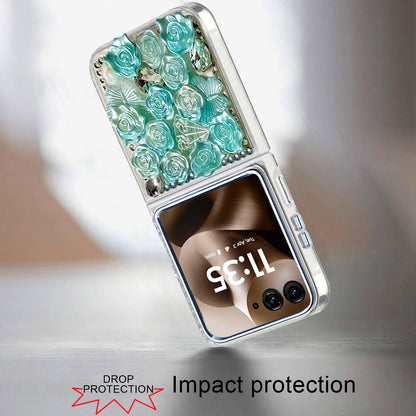 For Motorola Razr Ultra 2025 Muti-Color Floral Fashion Bling Crystal 3D Full Diamonds Stones Sparkle Rhinestone Glitter Hybrid Case Cover