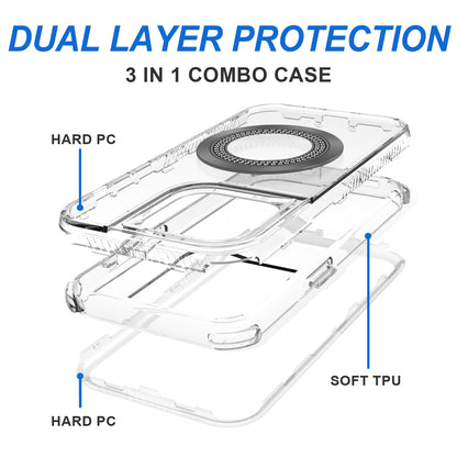 For Apple iPhone 17 Pro Max Magnetic Circle Compatible with Magsafe, Hybrid Chrome 3in1 Transparent Shockproof TPU Bumper Case Cover
