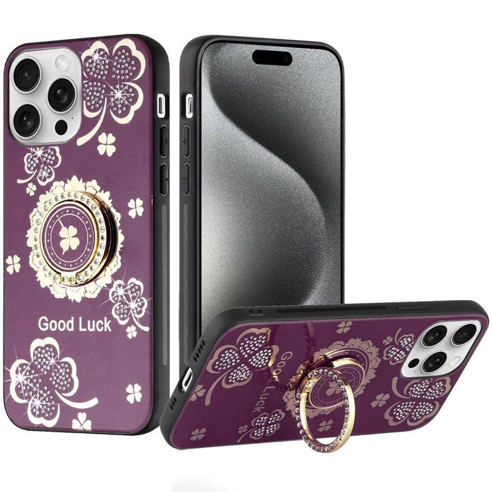 Diamond 3D Fashion Floral Glitter Engraved Luxury Bling Hybrid Shockproof Chrome Edge Protective Grip