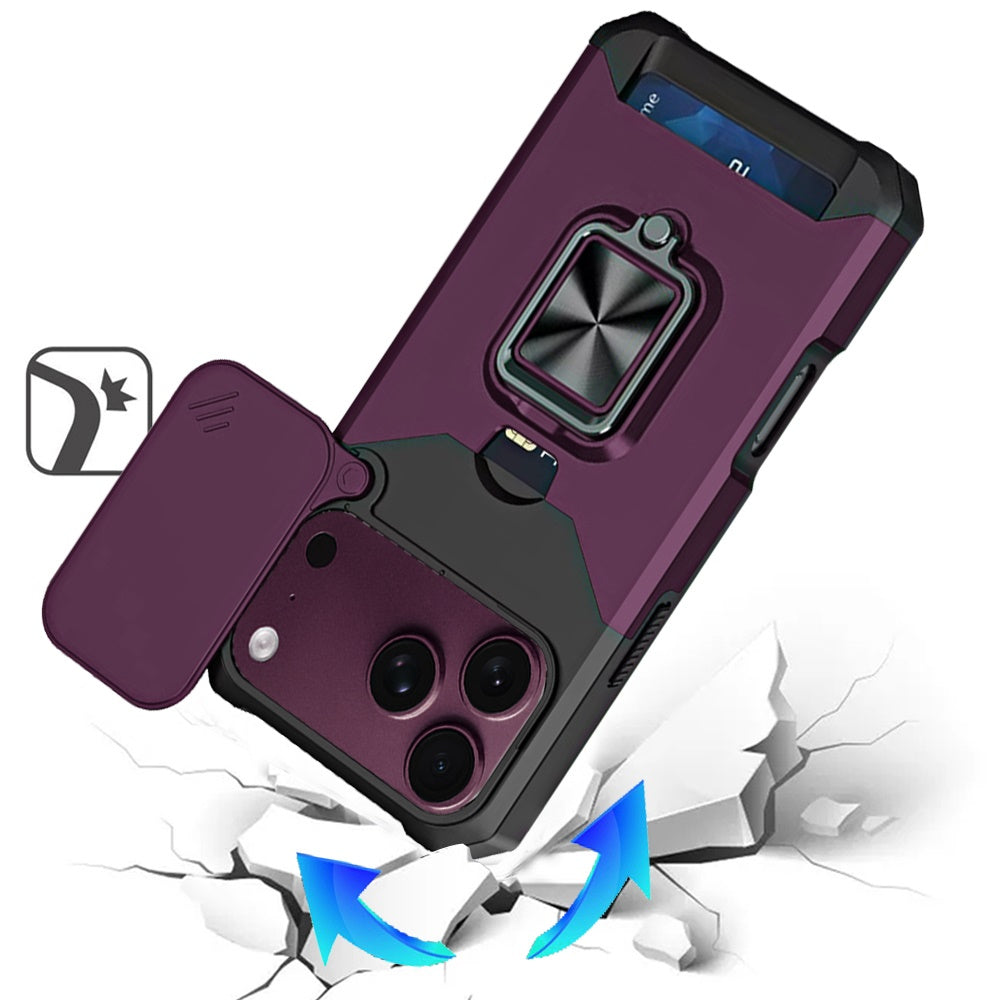 Phone Case for Apple iPhone 18 Pro Card Holder Magnetic Ring Stand Shockproof Anti Slip Wallet Grip Protective Hybrid Design Cover