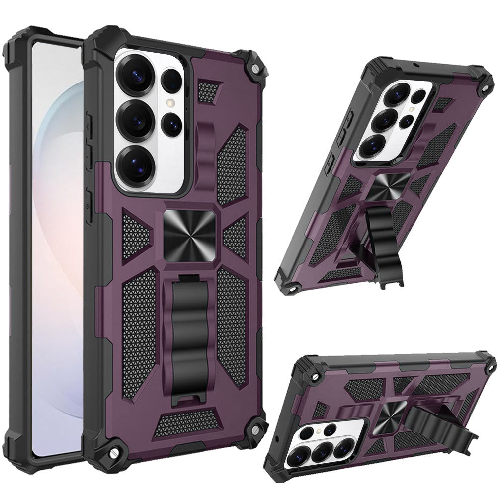 Phone Case for Samsung Galaxy S26 Ultra Built in Magnetic Hiden Kickstand Shockproof Rugged Armor Grip Hybrid Heavy Duty Anti Slip Protective Style Cover Purple