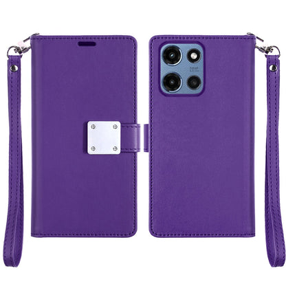 For Motorola Moto G Play 5G 2026 Wallet Cases PU Leather with Credit Card /ID /Cash Holder Slot Dual Flip Book Pouch, Stand and Strap Case Cover