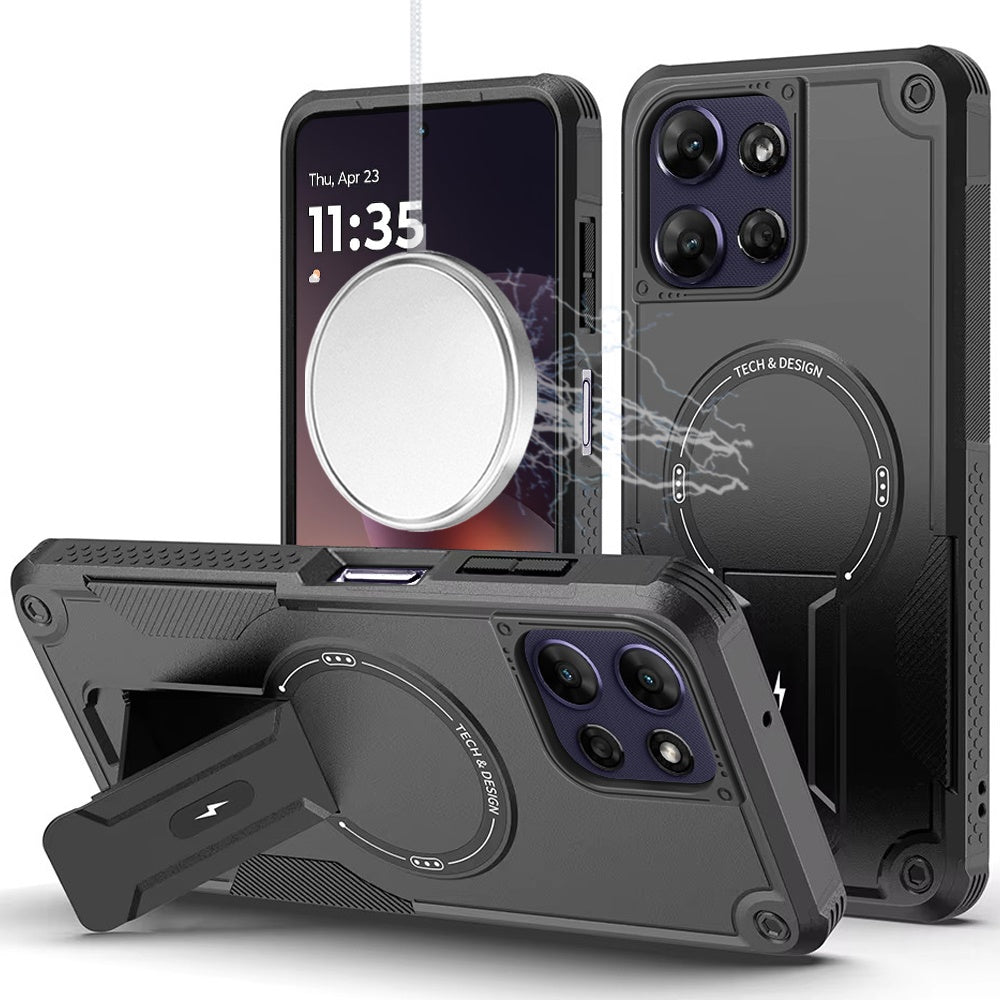 Phone Case for Motorola Moto G Power 5G 2026 /2025 Magnetic Kickstand Rugged Shockproof Armor Grip Anti Slip Heavy Duty Protective Matte Stand Hybrid Cover