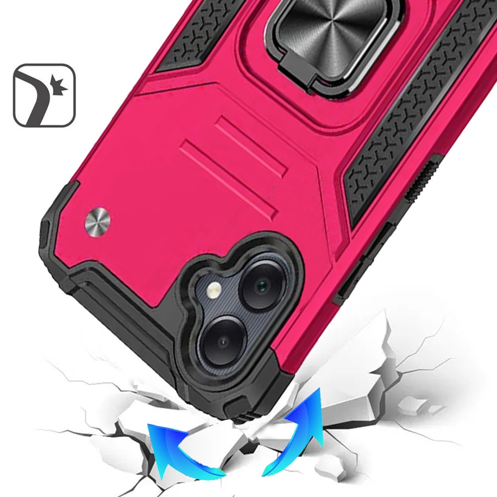Phone Case for Samsung Galaxy A08 4G, A07 5G, A07 4G Magnetic Car Mount Hybrid Ring Stand Shockproof Rugged Grip Armor Heavy Duty Protective TPU Durable Cover