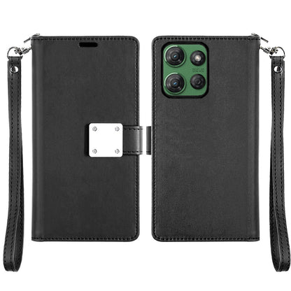 For Samsung Galaxy A17 5G Wallet Case with ID/ Card Holder, Wristlet Strap, Magnetic TPU Protective Shockproof Folio Flip Case Cover